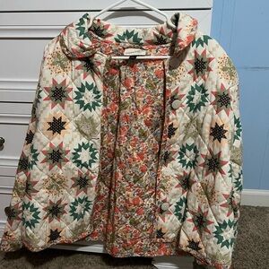 Universal Thread Star Pattern Quilted Jacket - Cream, Green, Black